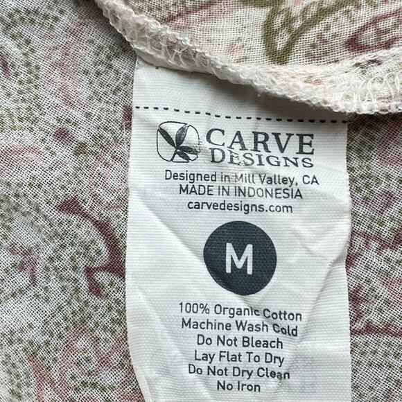 Carve Designs Organic Cotton Lightweight Sheer Long Sleeve Top M Paisley Boho - Picture 15 of 15